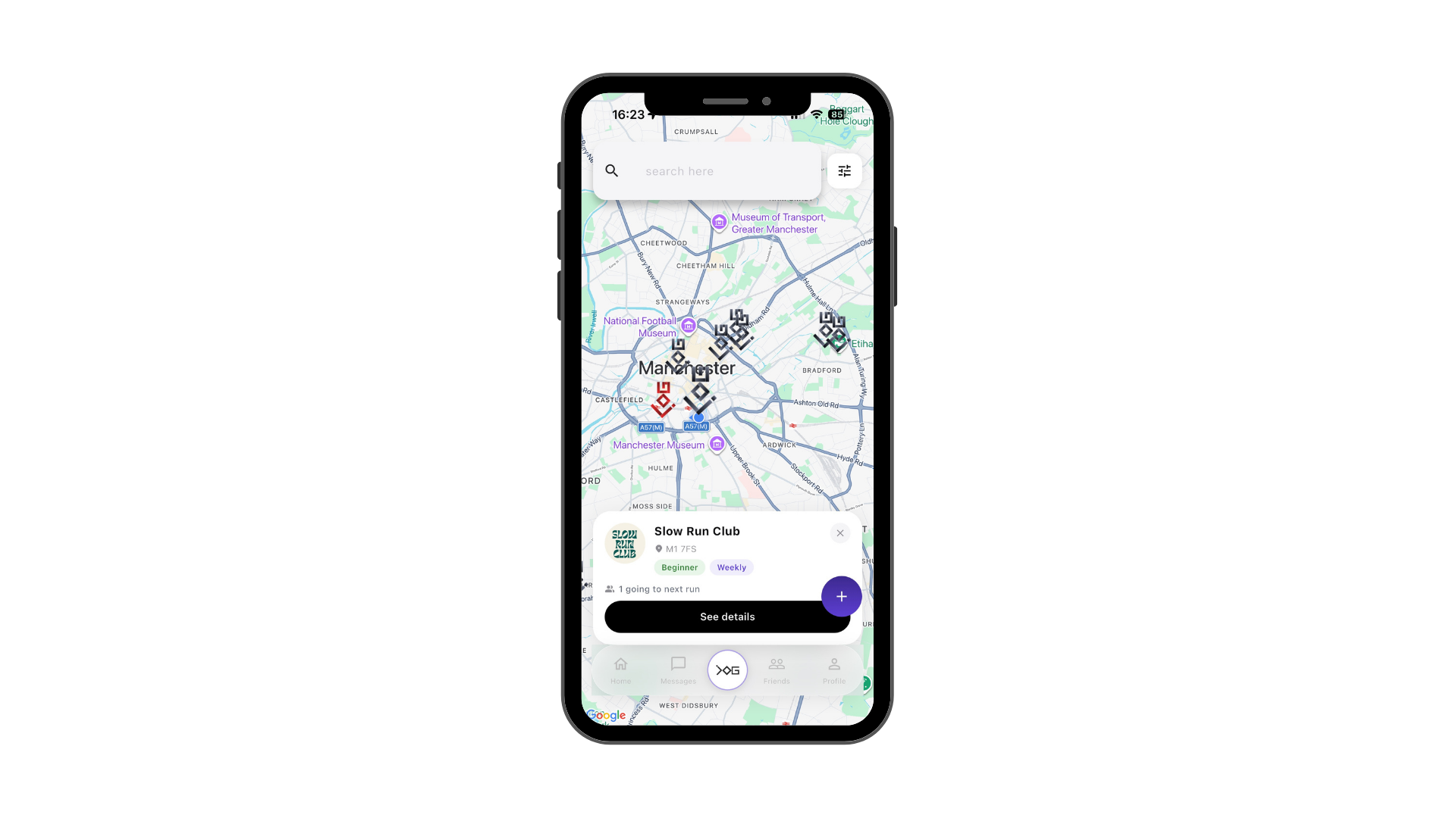 JOG explore map screen